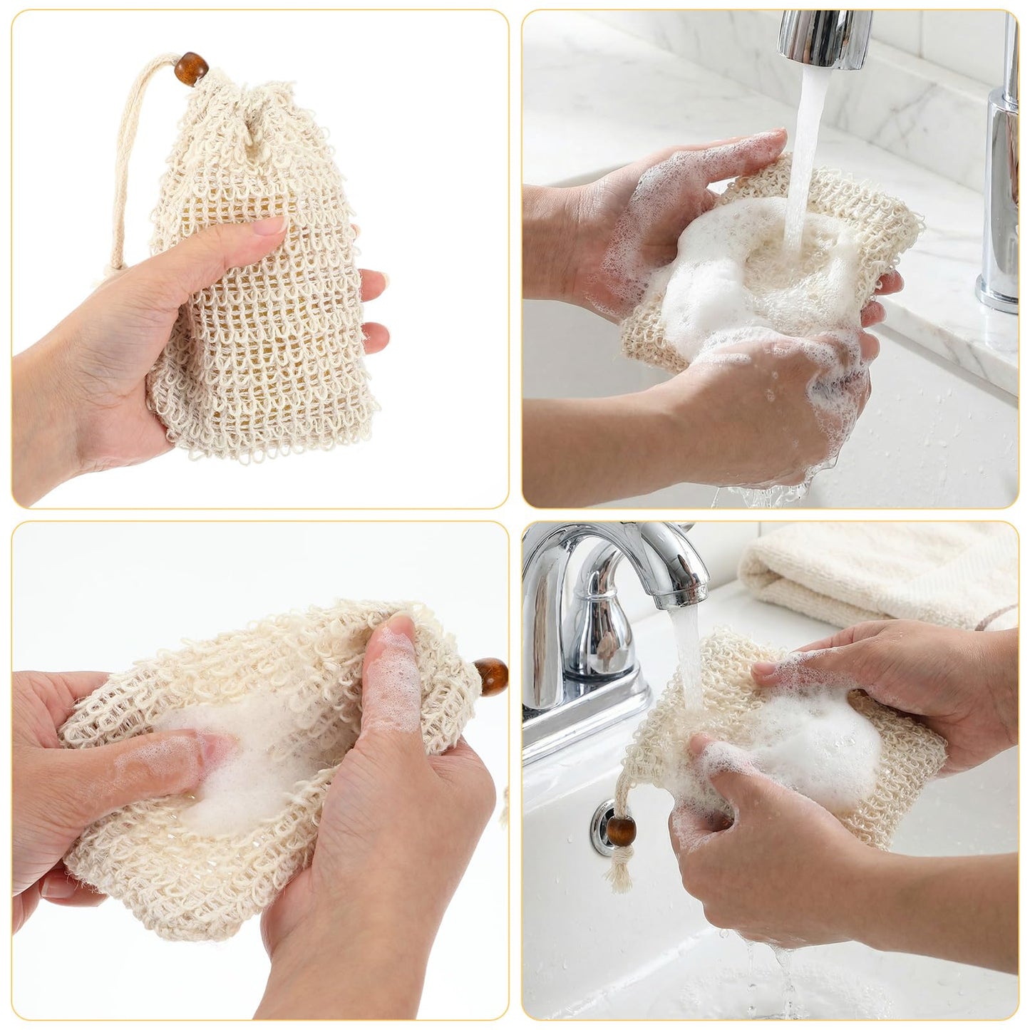 JJUNW 8Pcs Soap Bag, Mesh Exfoliating Soap-Bag Pouch, Soap-Scrubber Pouch Plastic-Free Exfoliating Foaming and Drying Soap Holder for Shower