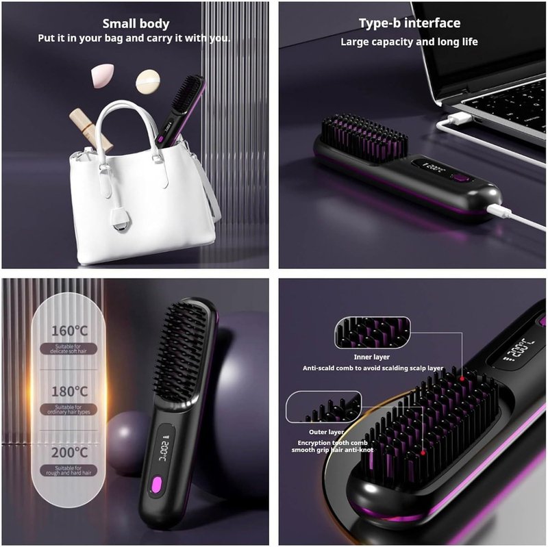 Flown Go Brush Pro - Achieve Salon-Perfect Short Hair in Under 2 Minutes | Black