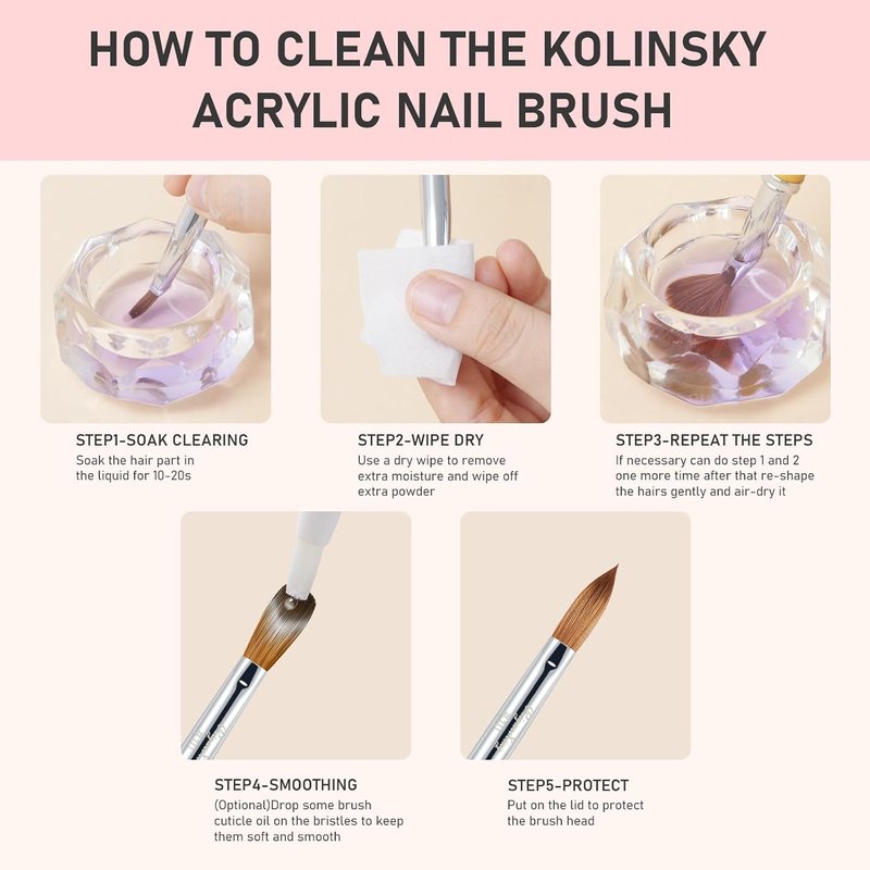 Skiennix Acrylic Nail Brush Set - Professional 3PCS Size 8/10/12 for DIY Nail Art & Manicure