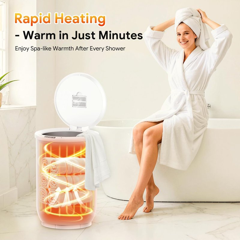 Luxury Towel Warmer | Large Bathroom Heater with Auto Timer & Aroma Tray - Fits Oversized Towels, Blankets, Bathrobes