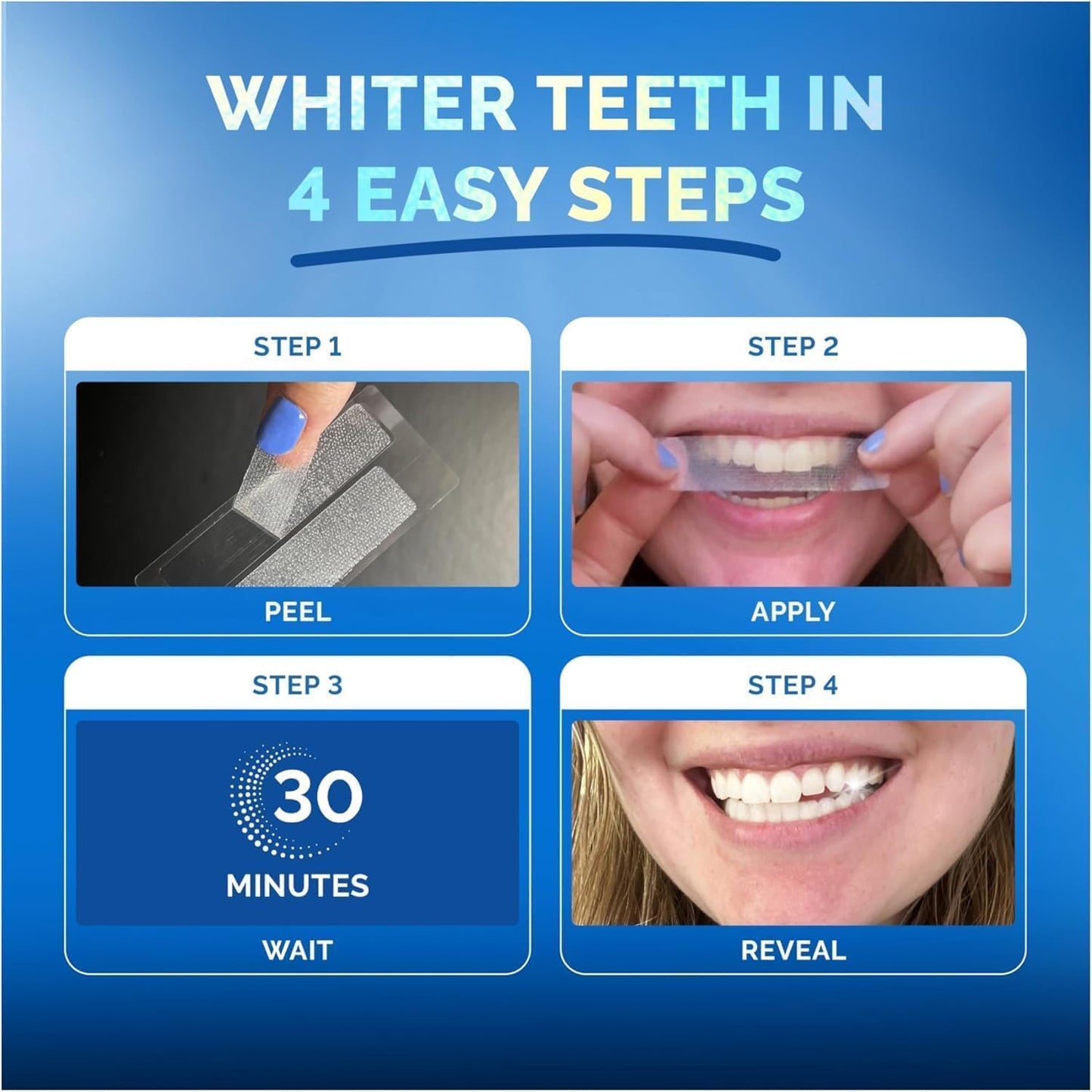 Teeth Whitening Strips for Sensitive Teeth & Gums, Mint Flavor — Peroxide Free & Enamel Safe w/Coconut Oil for Gentle & Whiter Teeth — 7-Day Treatment White Strips w/Non-Slip & Dry-Strip Technology