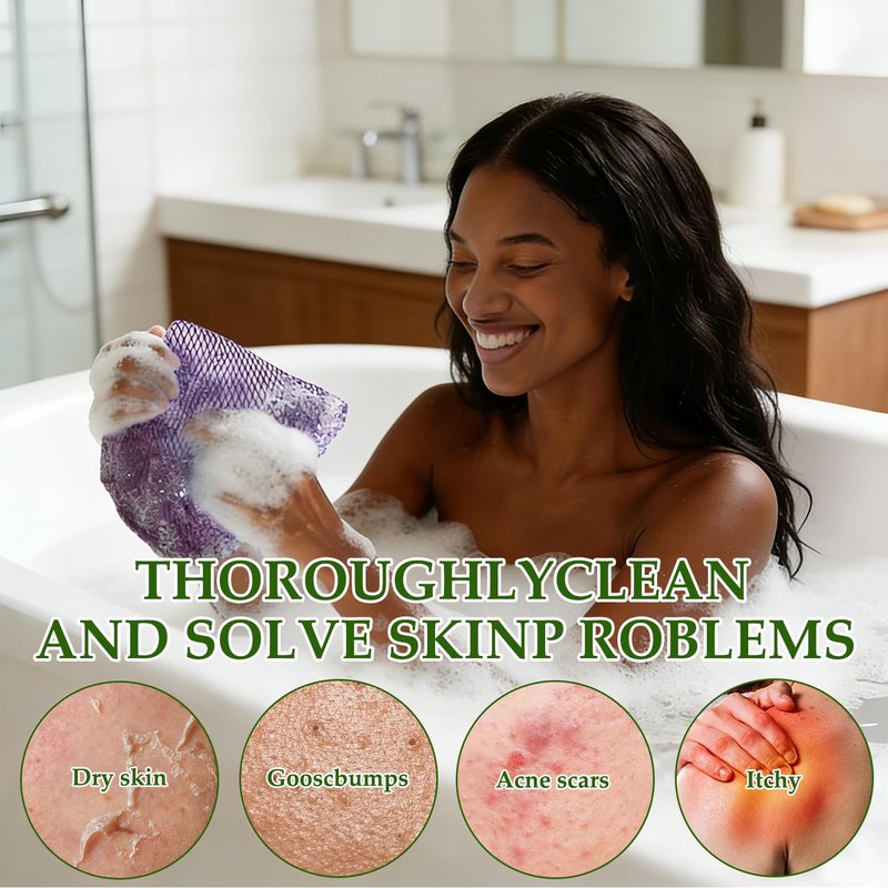 African Net Sponge Authentic, Bath Sponge Exfoliating Net Sponge Washcloth Body Scrubber, Bath Accessories for Women, 3 PCS