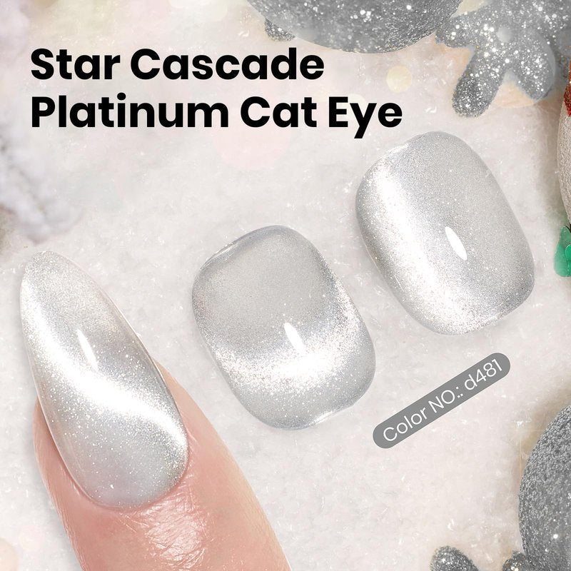 Beetles Silver Cat Eye Gel Nail Polish - 15ML Silver Glitter Cat Eye Gel Polish with Magnet Soak Off UV Velvet Nail Polish Salon DIY Manicure Gift for Women