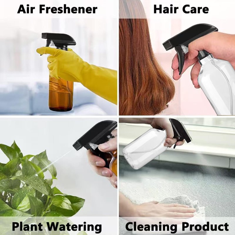Likealot 2 Pack Leakproof Spray Bottles 300ml - Adjustable Nozzle (Mist/Jet), Refillable PET Plastic for Hair, Cleaning, Plants, Travel | BPA-Free, No-Spill Design, Salon & Home Essentials (Clear)