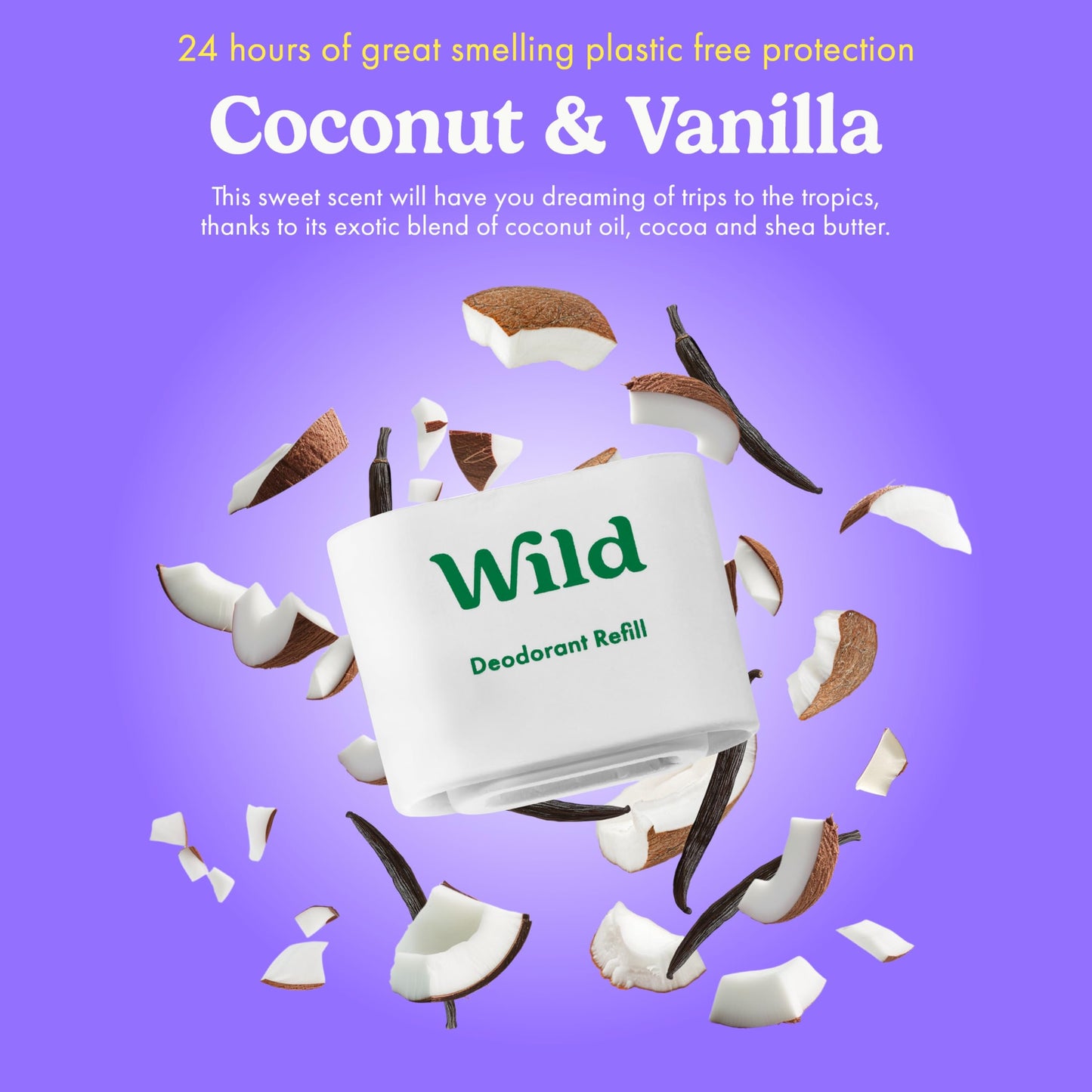 Wild Aluminum Free Deodorant Starter Kit - Refillable Stick Deodorant with Aqua Applicator Case & Vegan Refill Variety Pack - Fresh Cotton & Sea Salt, Cherry Blossom and Coconut & Vanilla Scents