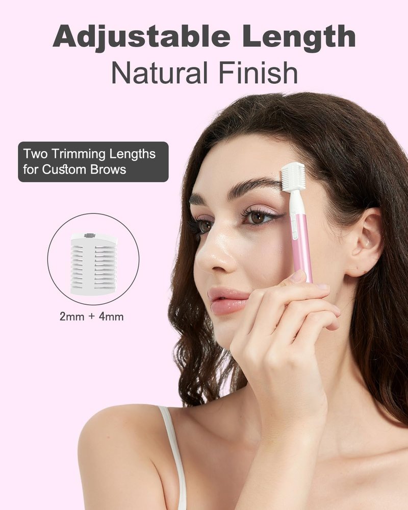 aisleek Eyebrow & Facial Hair Trimmer, Precision Detailer with Rinseable Blade, Battery Operated, Double-Sided Razor for Fine Hair, Chin & Peach Fuzz, Compact Pen Size, Safe & Gentle Touch-ups