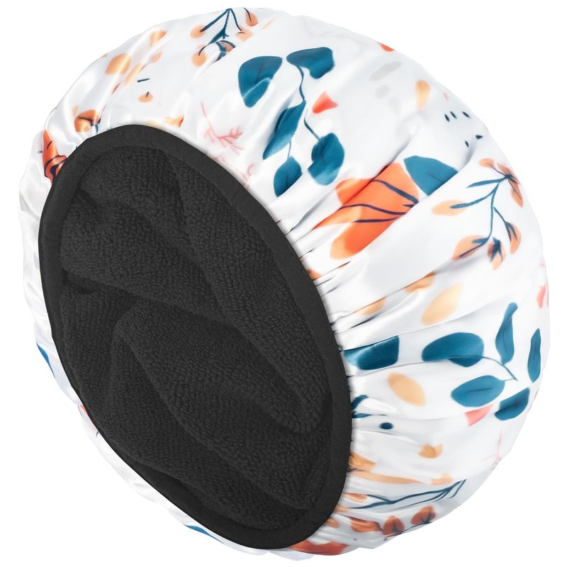 Aquior Shower Cap,Terry Lined Shower Cap for Women Reusable, Triple Layer Waterproof Bath Cap, Extra Large for Women Long Hair