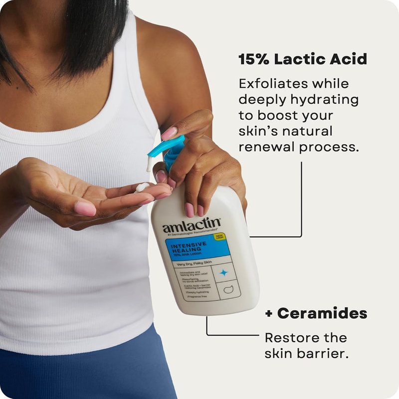AmLactin Intensive Healing Body Lotion - 15% Lactic Acid AHA Moisturizer for Extremely Dry Skin | 14.1 oz