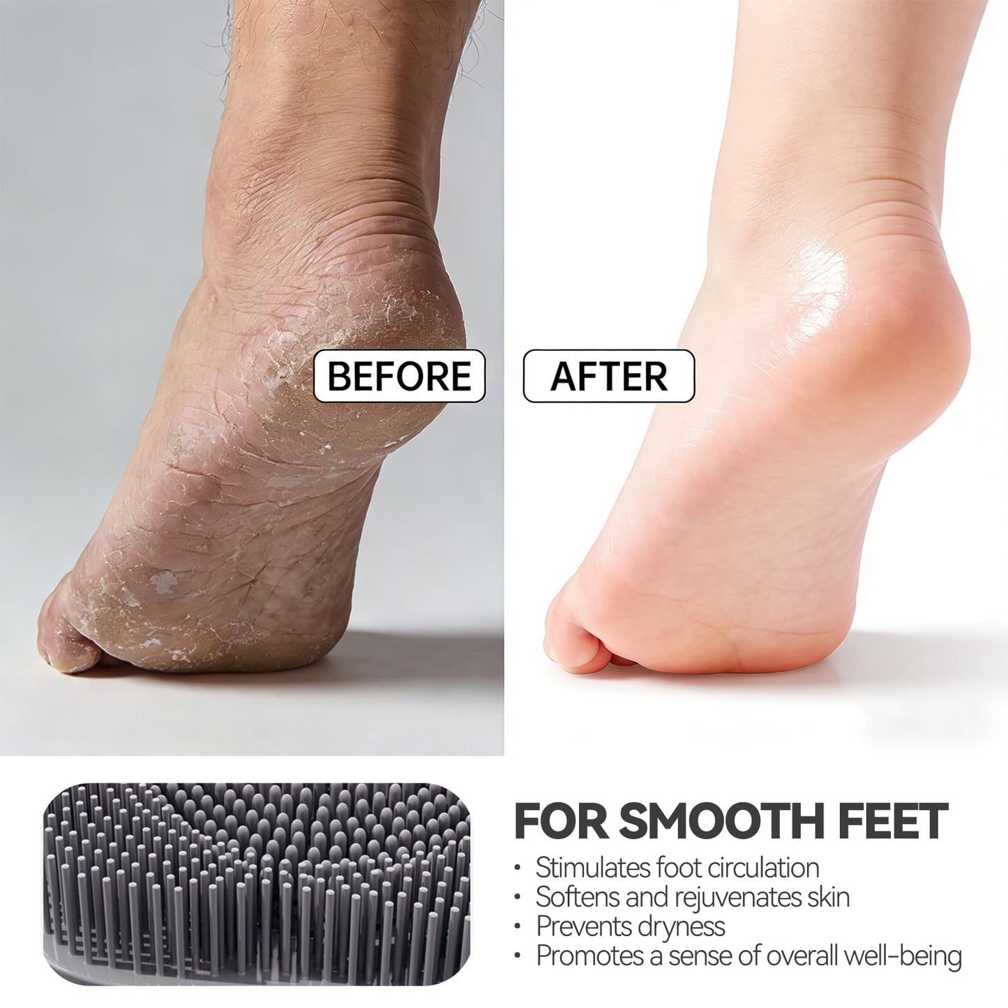 ozner Silicone Shower Foot Scrubber Mat, Back Washer Bath Wash Pad Exfoliating & Massage, Wall Mounted Slip Strong Suction Cups for Use in Cleaner Men and Women (Grey)