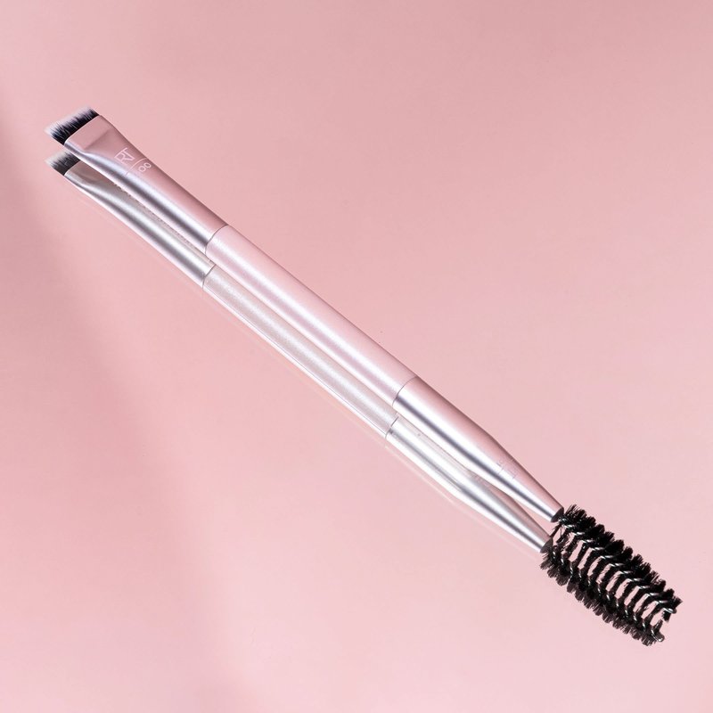 Real Techniques Dual-Ended Brow Brush, For Shaping & Filling Eyebrows, Travel-Friendly Spoolie & Liner Brush, Blend Natural, Full, or Laminated Brows, Luxury Applicator, Vegan, 1 Count