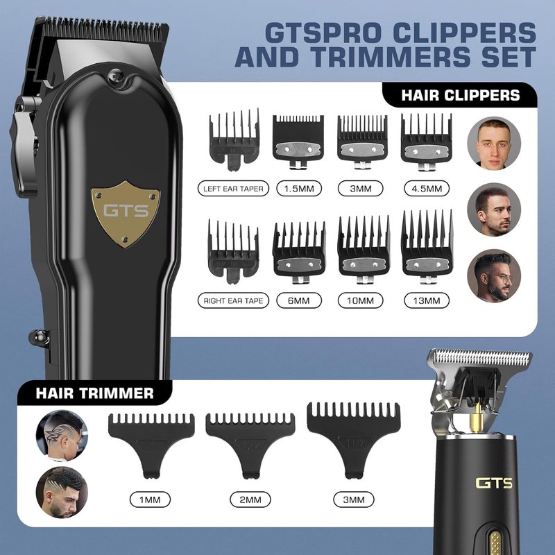 GTSPro Hair Clippers - Professional Electric Trimmer Set for Men | Stylish Black with Gift Box