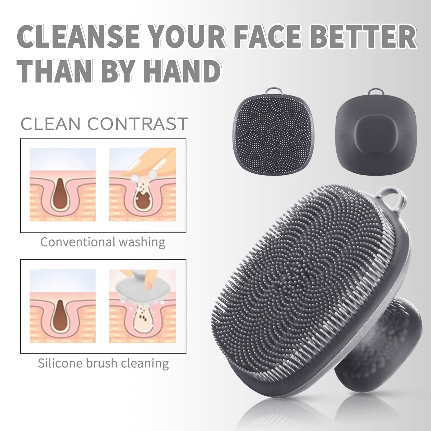 Face Scrubber Face Scrubber for Men Facial Cleansing Brush Silicone Face Wash Brush Manual Waterproof Cleansing Skin Care Face Brushes for and Exfoliating (Gray)