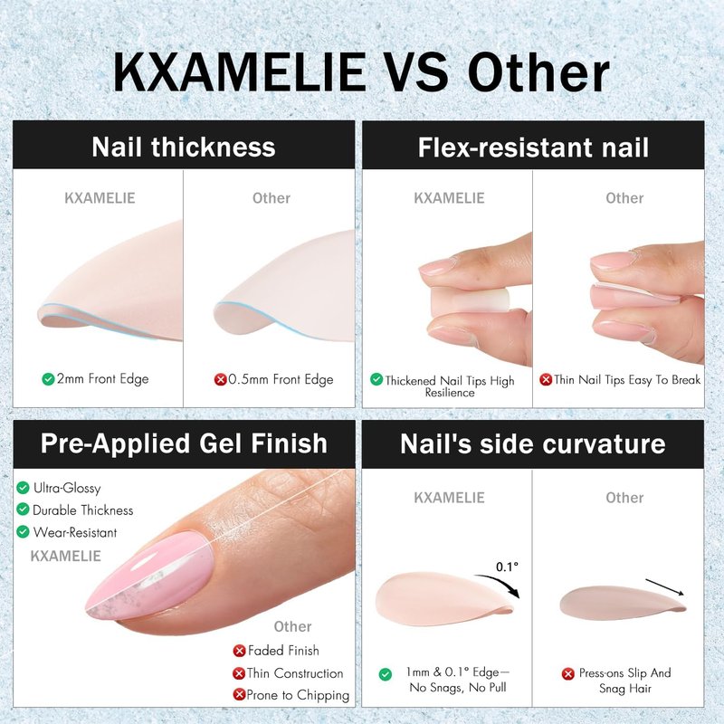 Almond Press-On Nails - Ombre French Short Stiletto Acrylics | 24 Pcs Glossy White & Peach Set