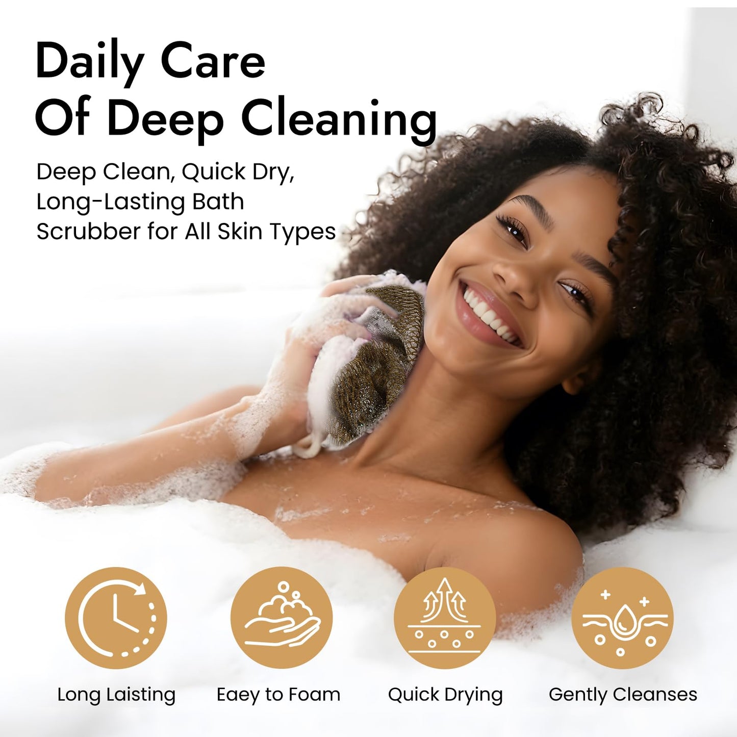African Net Sponge 5-piece exfoliating Scrub is Suitable for All Skin Types,Bath Sponge for the face and Body, Durable and Gently Exfoliation