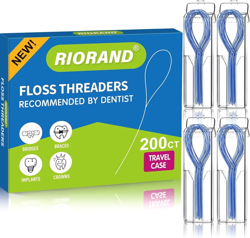 RioRand Floss Threaders - Essential Oral Health Tool for Braces & Implants | 200 Count (Pack of 4)