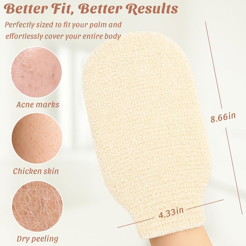 Brvlsoc 2-Pack Hemp Bath Gloves – Natural Shower Mitts for Body Scrub, Gentle Exfoliating Washcloth Mittens for Men & Women Skincare