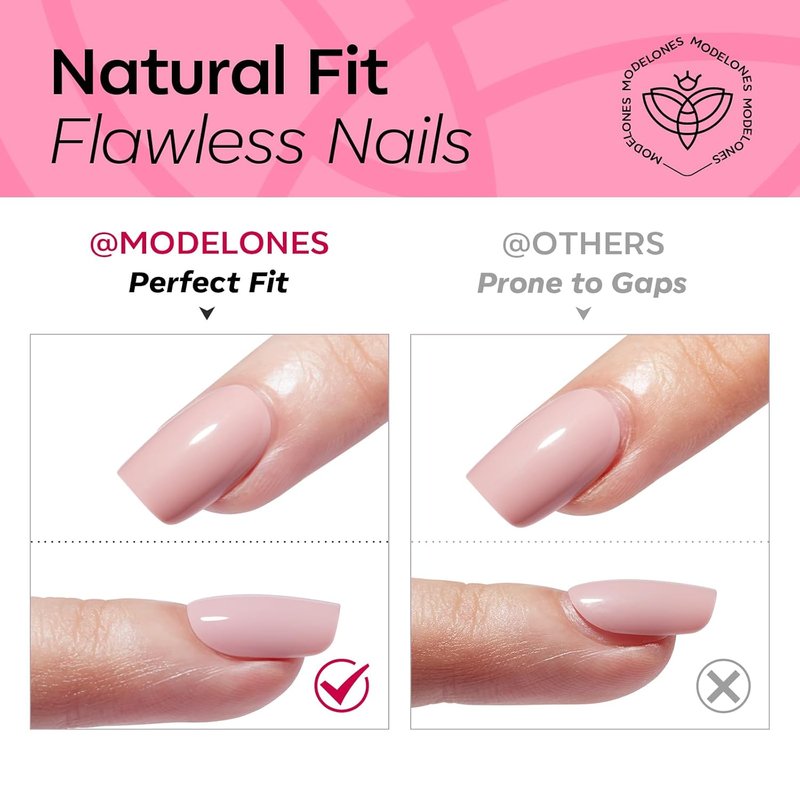 Press On Nails Almond - Raspberry Summer Bright Short Fake Nails | 32 Pcs, Reusable Kit with Glue & Mini File