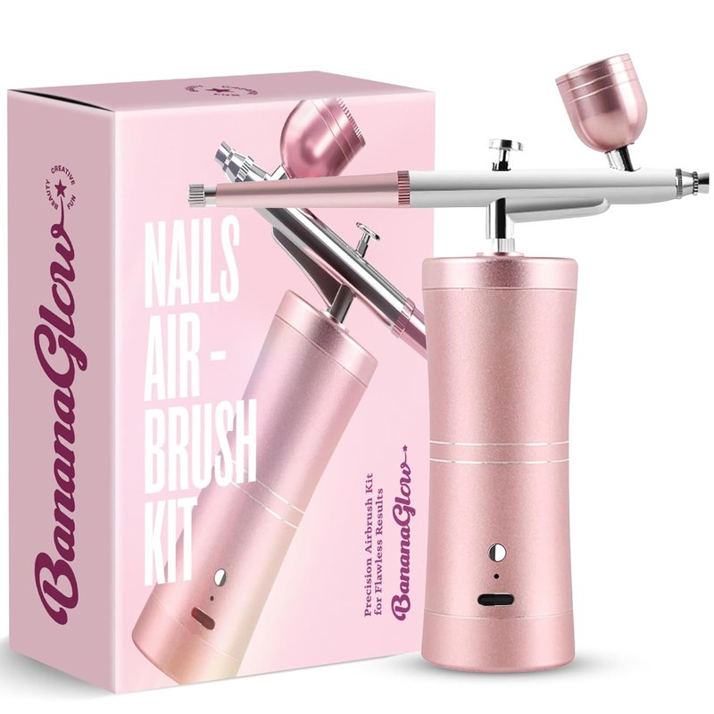Airbrush For Nails Kit - Portable Cordless Rechargeable Nail Art Airbrush with Stencils & Cleaning Tools