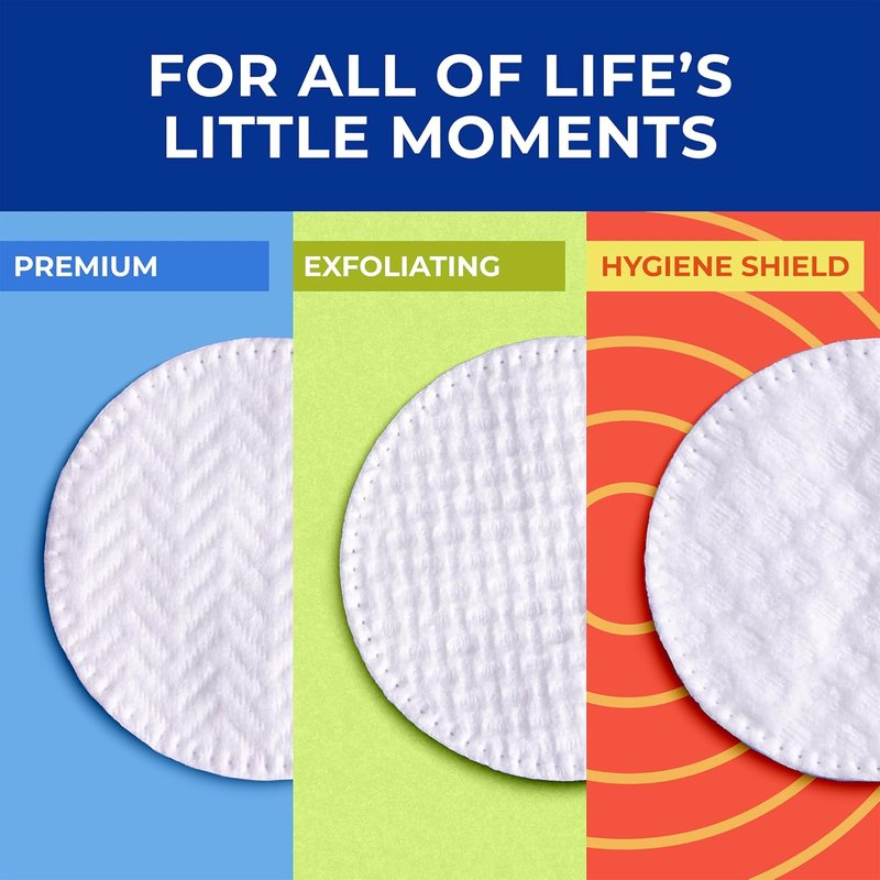 Q-tips Cotton Rounds - Premium Lint-Free Makeup Remover Pads | 100% Cotton, 80 Count for Skin Care