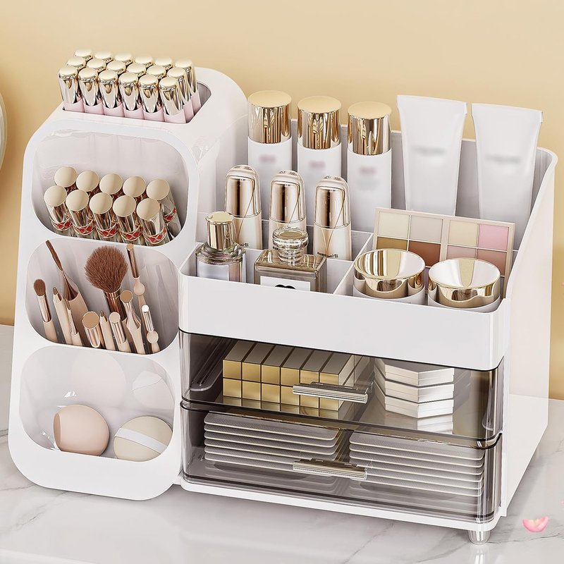Anylady Large Capacity Makeup Organizer - Stylish Countertop Storage with Brush Holder | Perfect for Vanity & Gifts