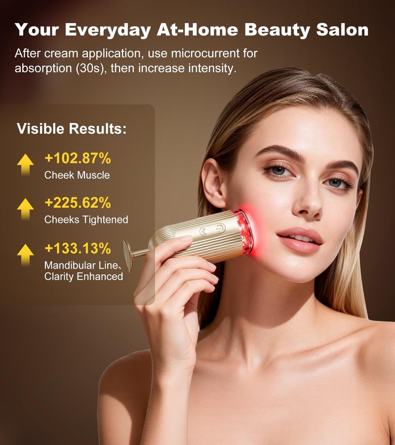 New Facial Massager Tool, Microcurrent Facial Device with Suction Shot, 4 Color Red Light Therapy, Face Massager Tool for Skin Care, Double Chin, Wrinkle Reduction and Firming, Portable Face Device
