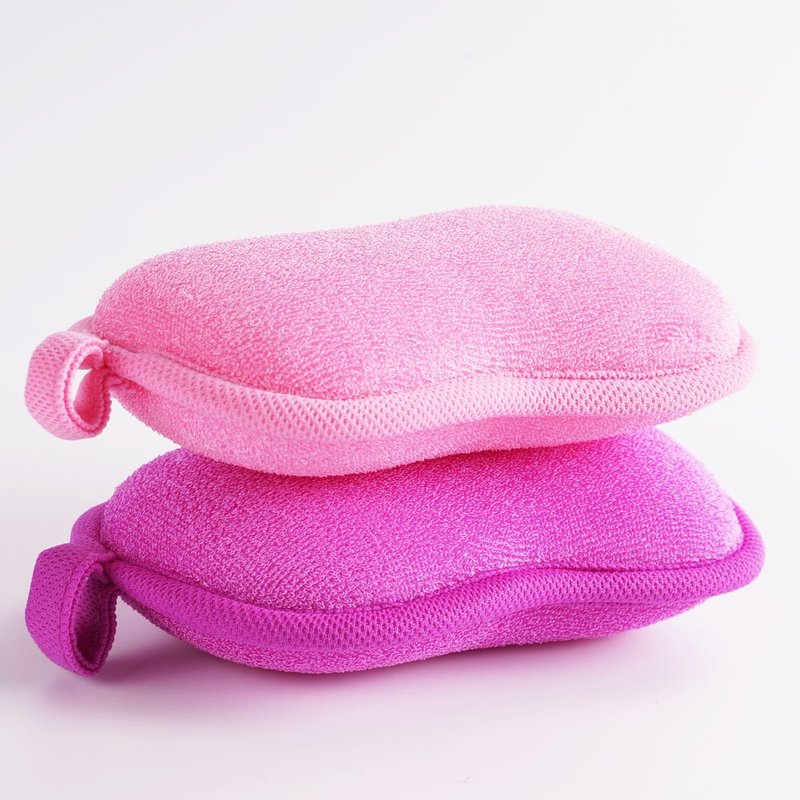 BabaMate Baby Bath Sponge - Ultra Soft Baby Sponge for Bathing - Kids Bath Sponges for Infants, Toddler Bath Time, 2 Count (1 Pack) - Pink Violet