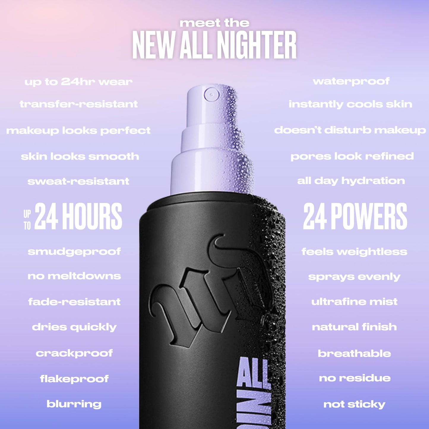 Urban Decay All Nighter Waterproof Makeup Travel Setting Spray - Natural Finish, Up to 24HR Wear, Ultra-Fine Facial Mist, Hydrating Foundation Face Primer, Smudge-Proof, Transfer-Resistant - 1 fl oz