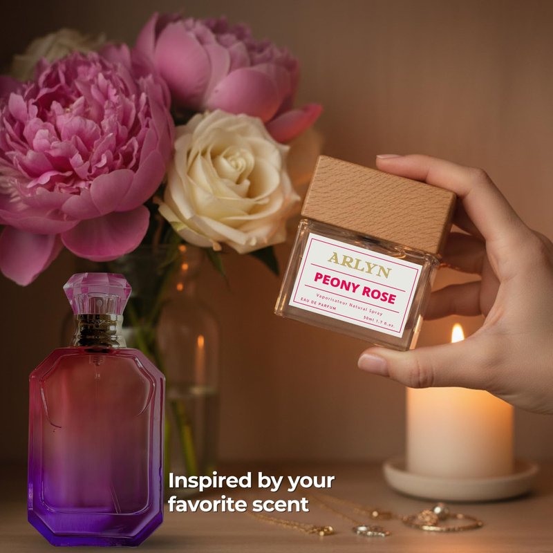ARLYN Peony Rose Eau de Parfum, Peach-Rose-Vanilla, Long-Lasting Perfume for Women, Vegan, Cruelty Free, Made In USA - 50 ml | 1.7 FL Oz
