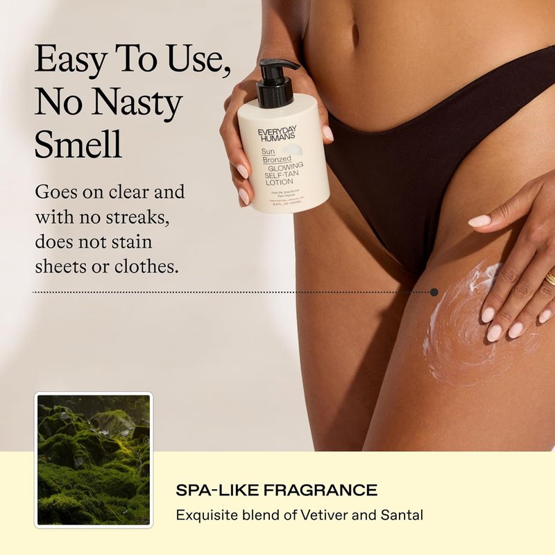 Everyday Humans Sun Bronzed Gradual Self Tanning Lotion - Moisturizing & Firming 6.8 fl. oz | Streak-Free Formula with Peptides, Vetiver & Santal