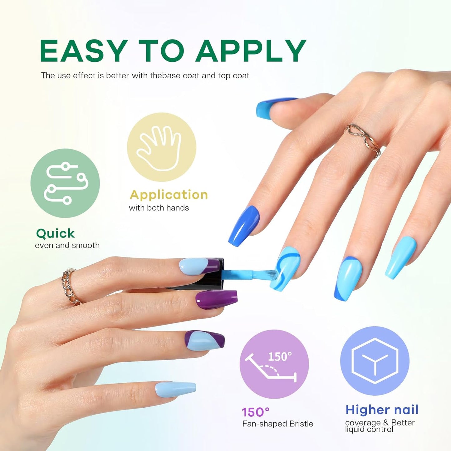 Skiennix Non-Toxic Nail Polish Set - Organic Quick-Dry Lacquer Kit | Rainbow Colors for Kids & Women
