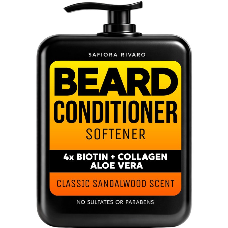 Biotin Beard Conditioner & Softener for Men – with Aloe Vera & Collagen, Moisturizing Cream for Coarse Dry Hair, Beard and Skin – Sandalwood Scent Care Leave In Conditioner Alternative (5 Fl Oz)