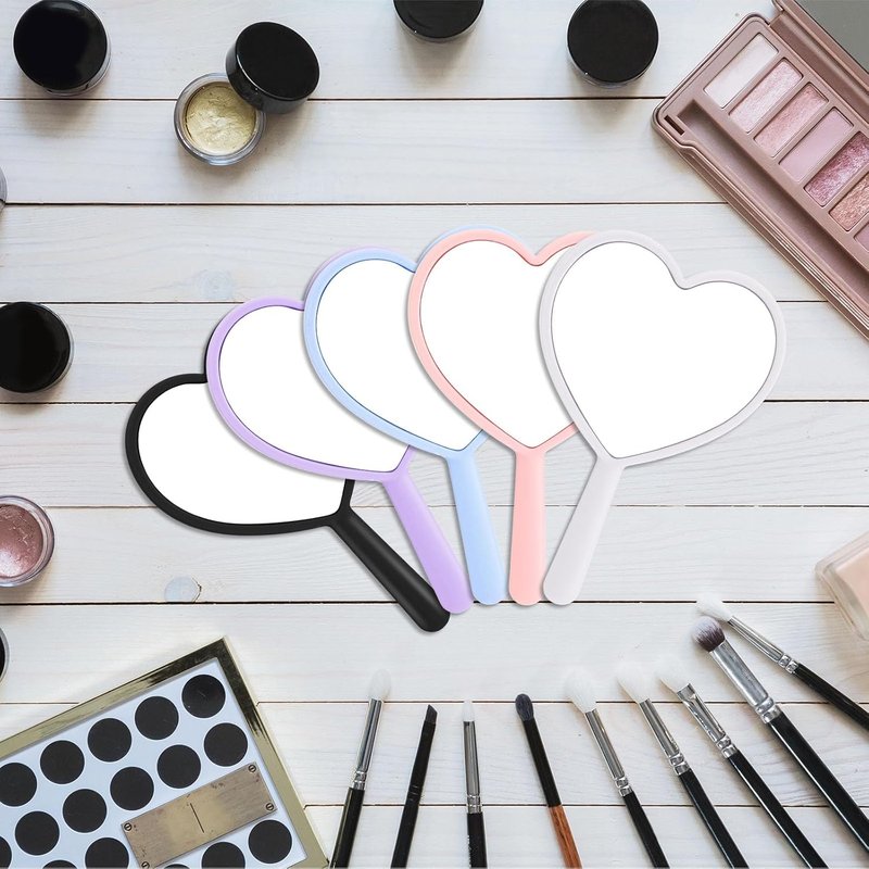 Heart Shaped Handheld Mirror - 50 Pcs Mini Portable Makeup Mirrors | 3.15 x 4.72 Inch Compact Tool for Daily Use