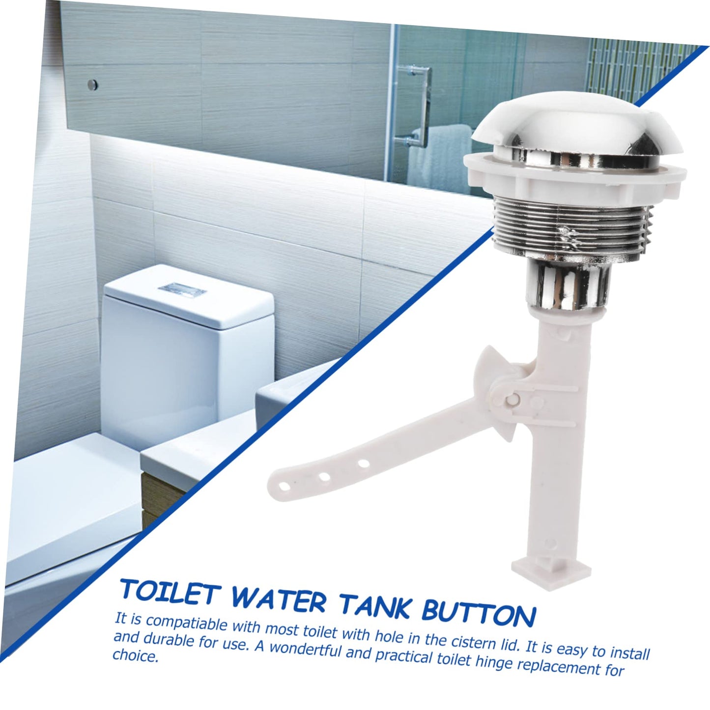 TOVINANNA Toilet Tank Flush Button 4.6"×1.88"×1.88" Black Plastic – Water-Resistant Rustproof Push Rod for Easy DIY Install – Single Flush Replacement for Standard Cistern Lid Hole Toilets in Home