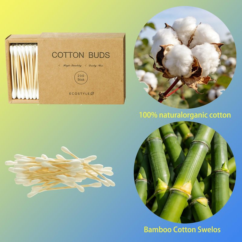 200 Count Double Tipped Cotton Swabs | Premium Pure Cotton with Sturdy Burr-Free Wooden Sticks | Multi-Use for Beauty Touch-Ups, Household Cleaning, Pet Grooming & Personal Care