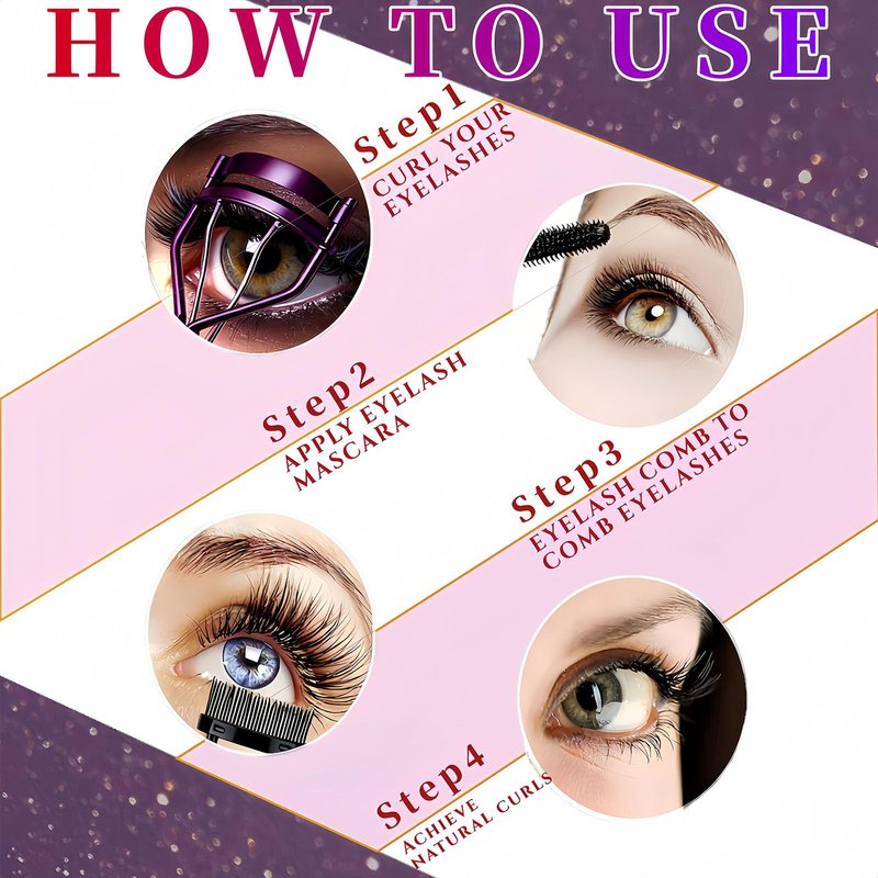 Acavado Professional Eyelash Curler with Lash Comb – Award-Winning Design – Pinch-Free, Effortless Curl for a Lash-Lift Effect in Seconds, Perfect for Home or Travel, Purple