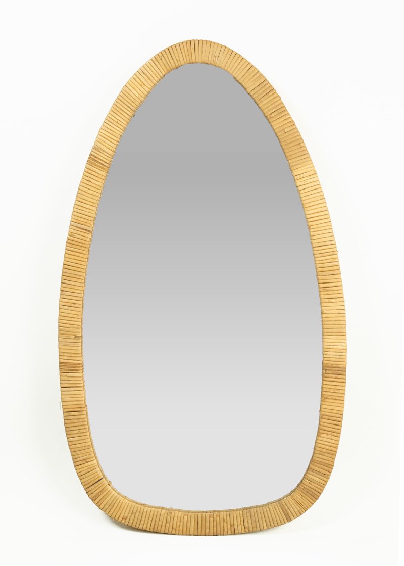 BOMINGHOME Rattan Boho Mirror for Decor, 31.5" x 18" Handmade Wall Mirror that is Farmhouse and Boho Wall Decor Style, Ideal for Hanging in the Bedroom, Living Room, Entryway, Nursery