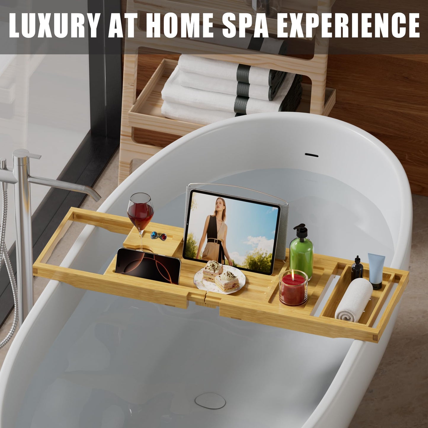 Foldable Bathtub Caddy Tray for Tub