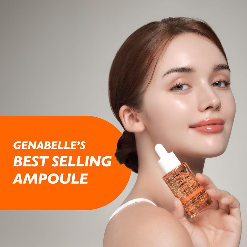 Genabelle PDRN Vita Toning Ampoule - Lightweight Glass Skin & Toning Ampoule with Vitamin B, C, E, PDRN, Serum for Blemishes, Glass Skin, Fine Lines and Rough Skin Texture, 1.01 fl oz