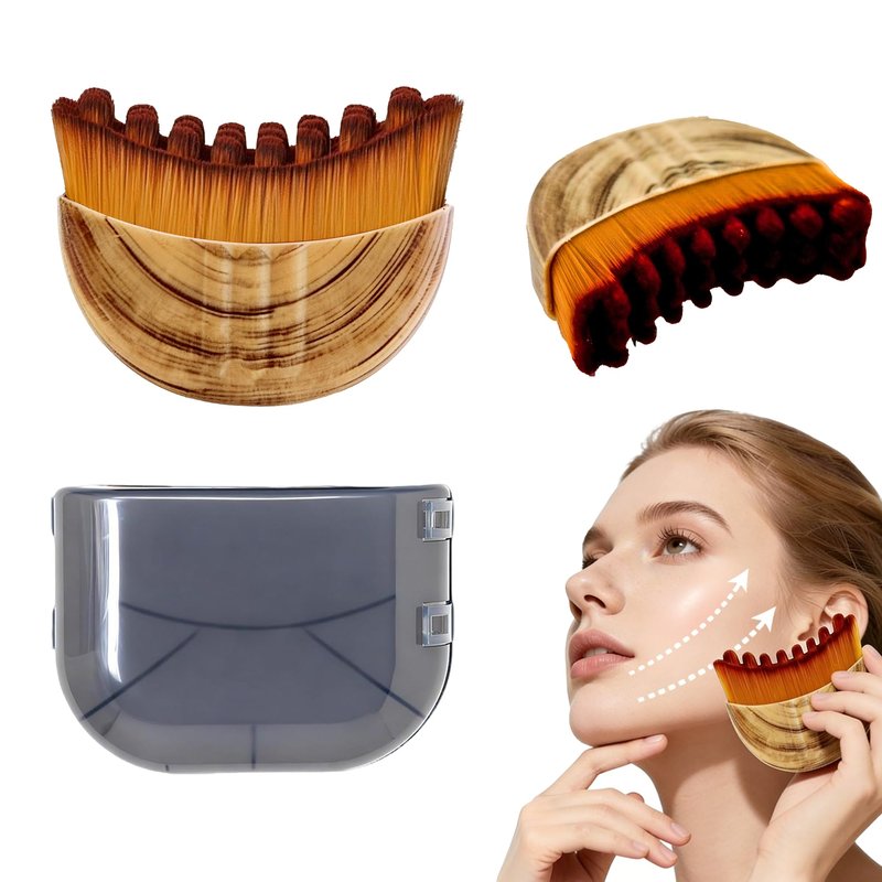 Lymphatic Contour Face Brush, Super Soft Manual Lymphatic Drainage Massager for Sculpting, Relieve Fatigue & Reduce Puffiness, with Portable Case Suitable for Facial Cleansing and Massage (1-PCS)