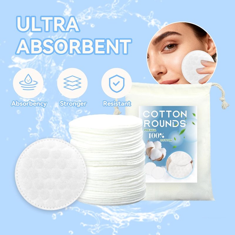 Premium Cotton Rounds - 100% Pure Cotton Makeup Remover Pads for Sensitive Skin | 500 Count