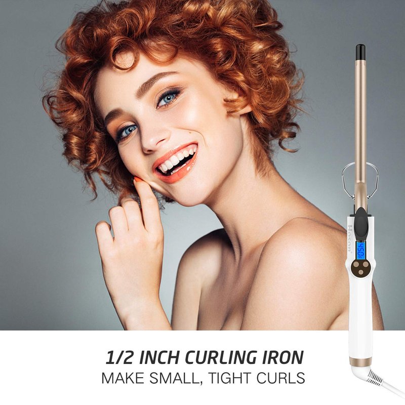 Hoson Curling Iron - Professional Ceramic Tourmaline Curl Wand for All Hair Types | Includes Glove, Gold