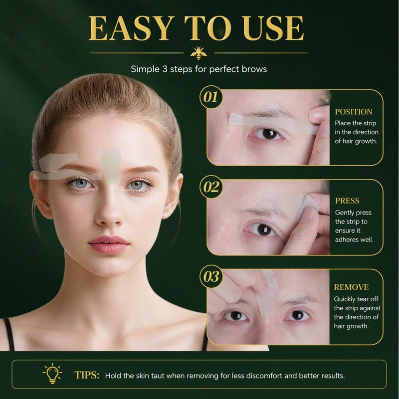 64Pcs Precision Eyebrow Wax Strips for Face, Clean Hair Removal Waxing Kit, Gentle for Sensitive Skin, No Heat Needed, Easy At-Home Use for Upper Lip, Chin & Brows, Lasts 6 Weeks