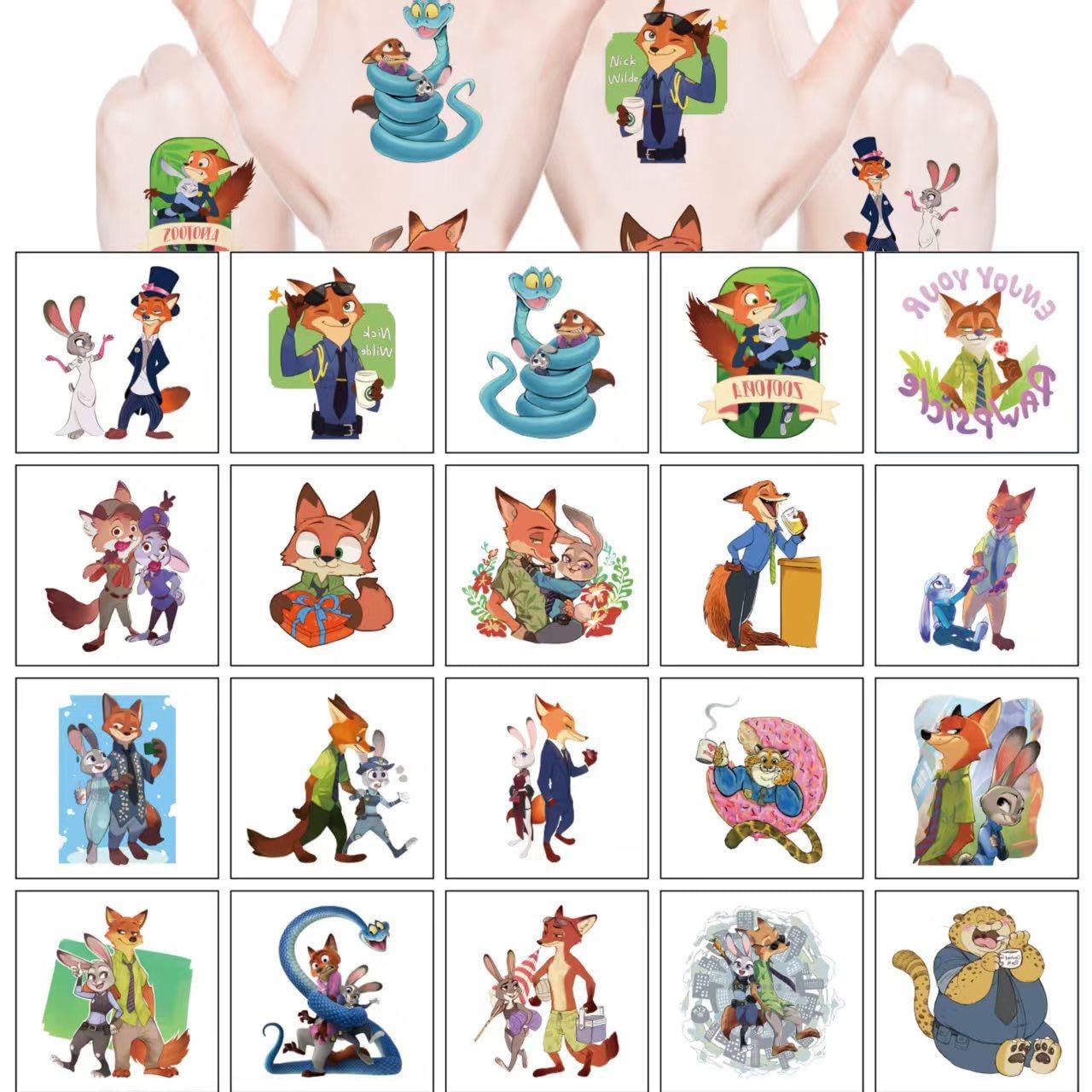 Zootopia | 20 Pcs Temporary Tattoos for Teens - Fun Birthday Party Favors & Decorations
