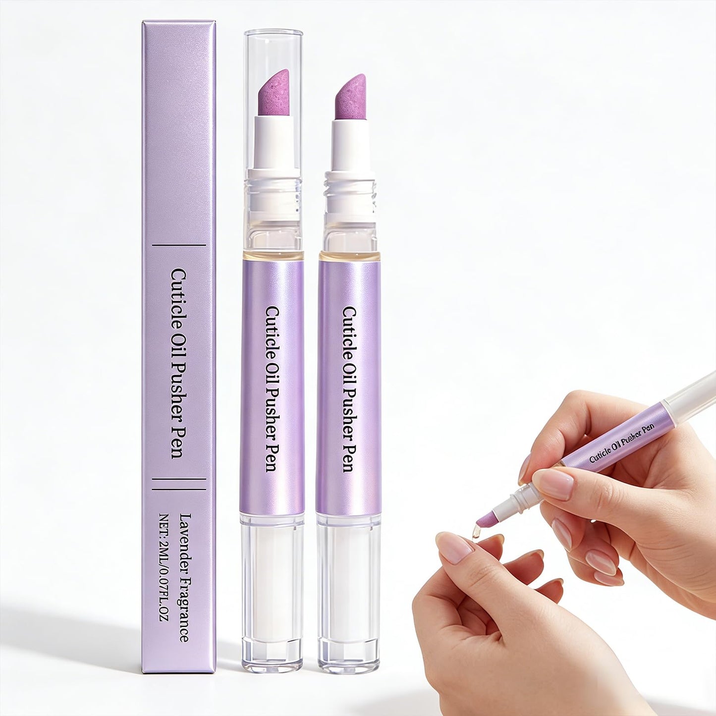 Yiueoiar Cuticle Oil Pusher Pen (2 Pack) - Ceramic Cuticle Oil for Dry Nails & Cuticles, No Leak Travel Size Cuticle Pusher Pen, Moisturizing Nail Care Treatment for DIY Manicure & Salon Use