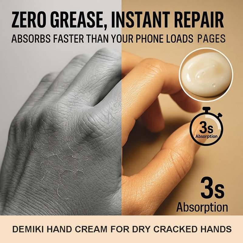 Demiki Shea Butter Hand Cream - Nourishing Lotion for Dry, Cracked Hands | Travel Size 2pcs (50g x 2)