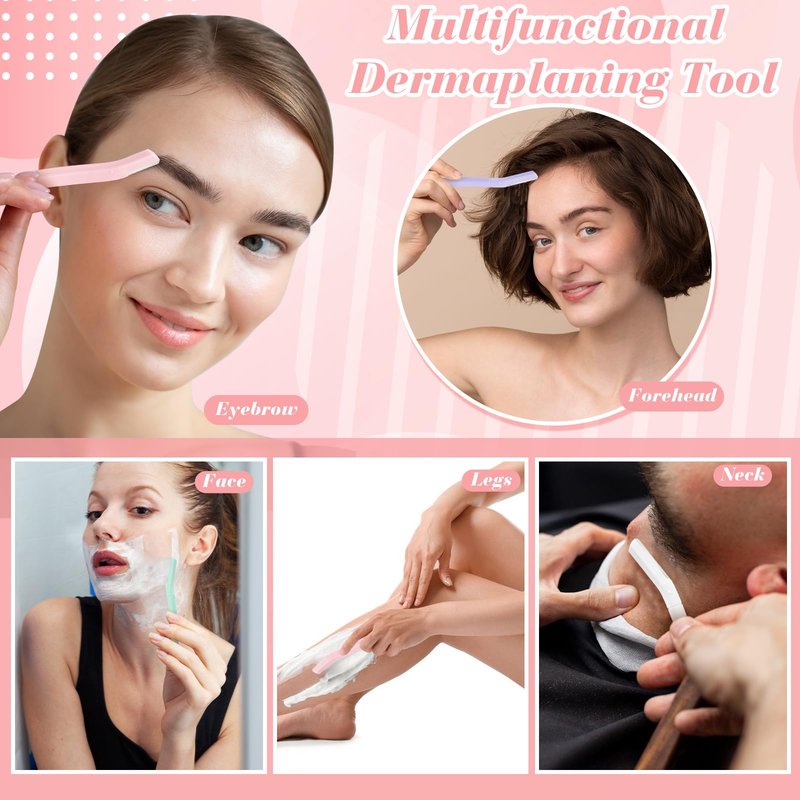 ProSuites 16 Count Dermaplane Razor for Women Face, Professional Facial & Eyebrow Hair Remover, Gentle Skin Exfoliation with Precision Blades， Macaroon color