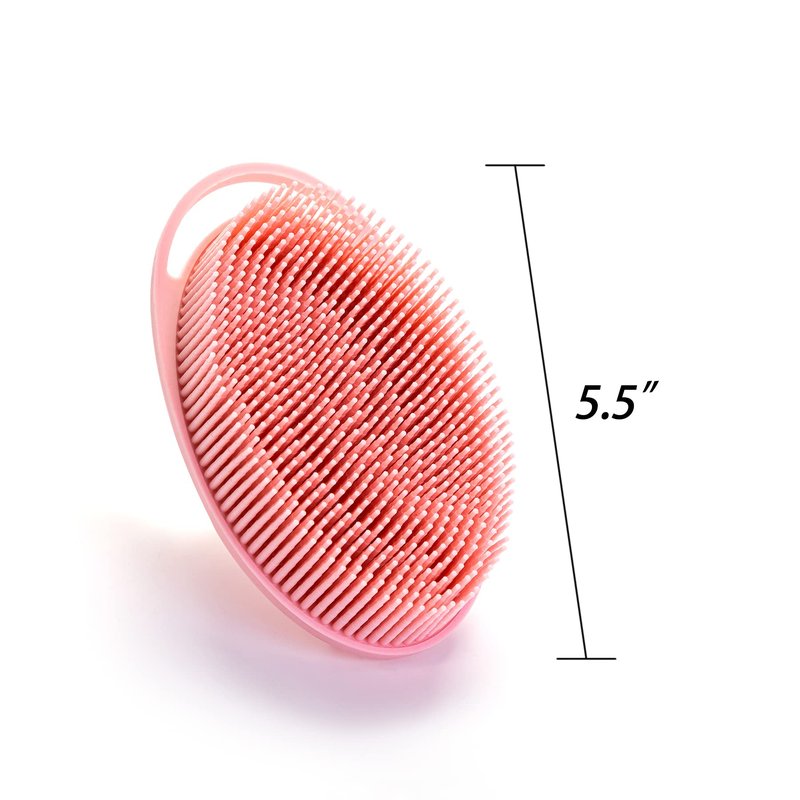 Premium Sensory Brush for Kids or Autism,Soft Silicone Body Scrubber,2 in 1 Sensory Room Occupational Therapy Brushes,Silicone Loofah,Pets Shower Brush Bath Brush Shampoo Brush(hangable-Spikes-Pink)