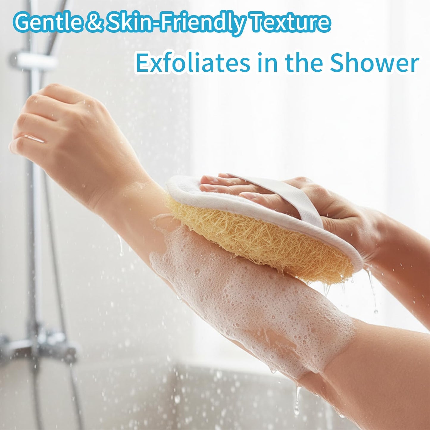 Exfoliating Loofah Sponge Pads - Natural Luffa & Terry Cloth, Body Scrubbers for Shower & Bath Mooerca (4Pack)