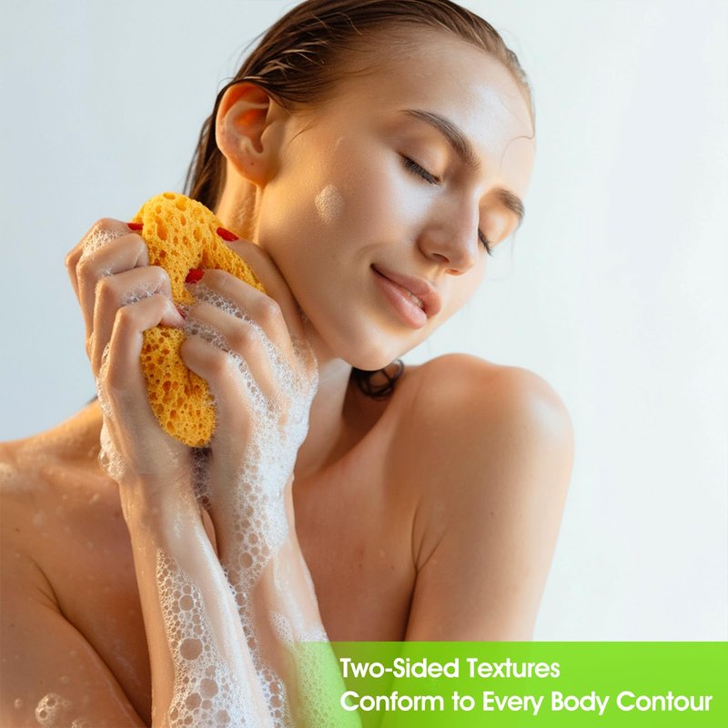 Kfhensomr 2pcs Body Sponges for Shower Soft Exfoliating Sea Sponges for Shower Face Body Wash Sponge Scrubber Puff Foam Loofah for Women Men Sensitive Dry Skin Bathing Gentle & Deep Cleansing