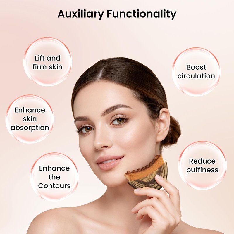 Cwfas Lymphatic Facial Contour Brush - Lift, Sculpt & Depuff for Glowing Skin - Boost Product Absorption - 1 Piece Face Massage Tool